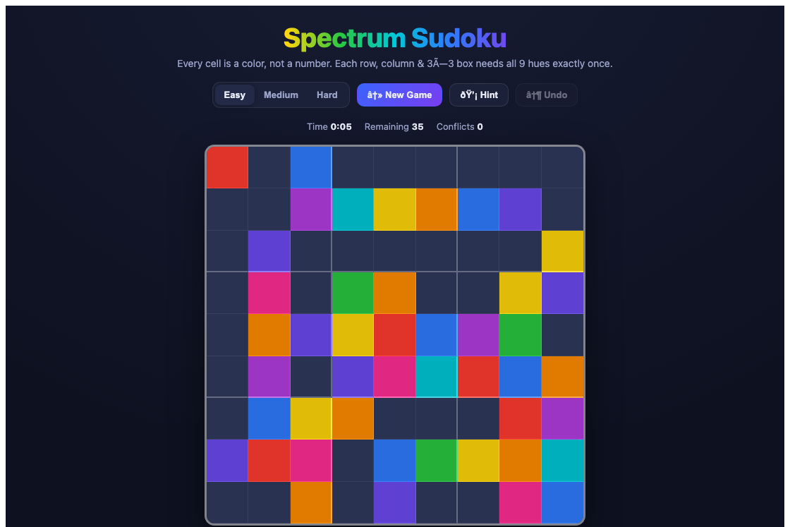 Spectrum Sudoku — a colorful sudoku grid